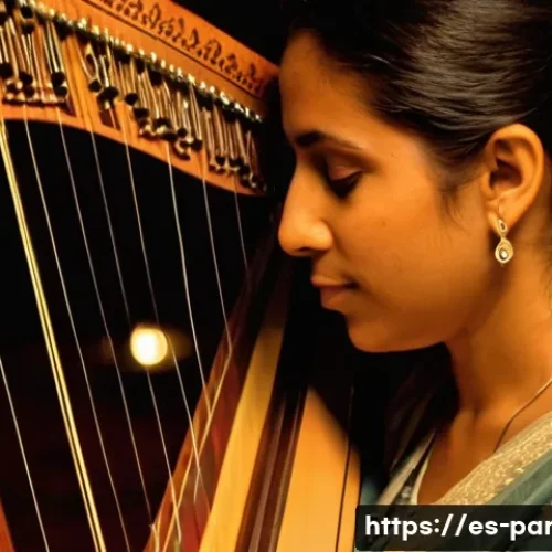 Home 8 파라과이 전통 음악 - **The Soulful Arpa Paraguaya Master**: A close-up, highly detailed shot of a skilled Paraguayan harp...